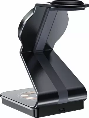 Karikues induktiv 3-në-1 Tech-Protect QI15W-A29 me MagSafe, për smartphone, Apple Watch dhe AirPods, i zi