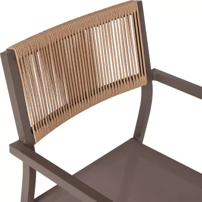 Karrige profesionale alumini, ngjyrë shampanje, me shpinë PE rattan, FH5893.03, 55.5x58.5x83 cm