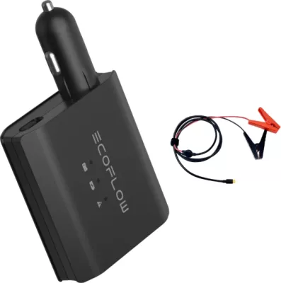 Karikues automatik i mençur i baterisë së veturës EcoFlow Smart Auto Battery Charger 12/24V, 5000801002, e zezë, set me kabllo XT60 me kllapa