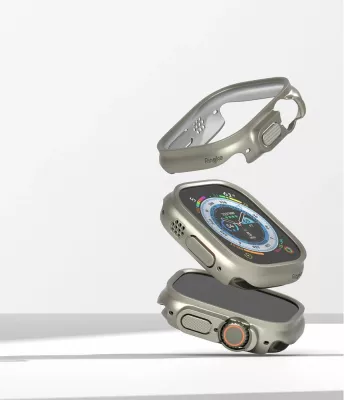 Mbështjellës Ringke Slim për Apple Watch Ultra 49mm, 2 copë, Transparent & Titanium