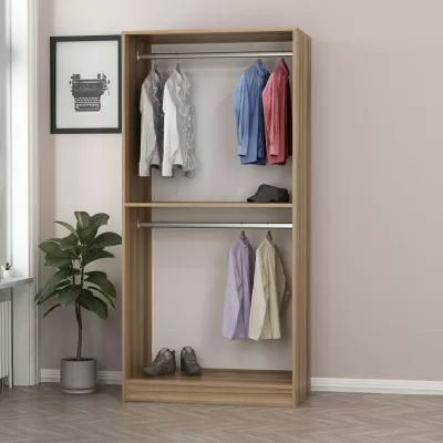 Dollap Hanah Home Kale me xham, ngjyrë gri e errët, 210cm