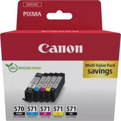 Kartush boje, Canon, PGI-570/CLI-571 (0372C006), set 5-copësh, Black Photo Black Cyan Magenta Yellow