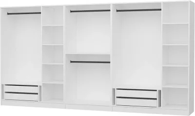 Dollap rrobash Skye Decor, i bardhë, 360x210x52cm, 8 pjesë