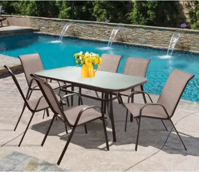 Set kopshti tavolinë & karrige Leon FH5206.02, 7 pjesë, të kafta