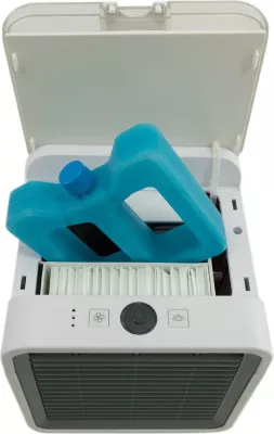 Freskues ajri mini portativ, Elit AC-24, 3-në-1, depozitë 400 ml, 3 shpejtësi, 5W USB, i bardhë