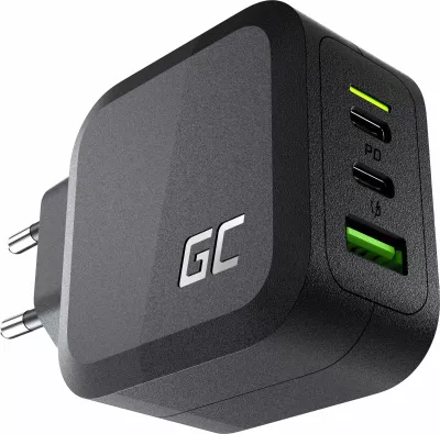 Karikues rrjeti Green Cell PowerGaN 65 W, 2x USB-C + 1x USB-A, 3.25 A, i zi