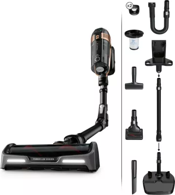 Fshesë me korrent pa kabllo Rowenta X-Force Flex 15.60 RH99F1, 0.9L, Li-Ion, e zezë/bronzi