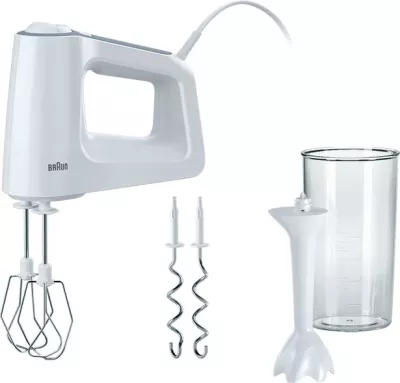 Mikser dore Braun MultiMix 3, 500W, 5 shpejtësi, plastikë, bardhë