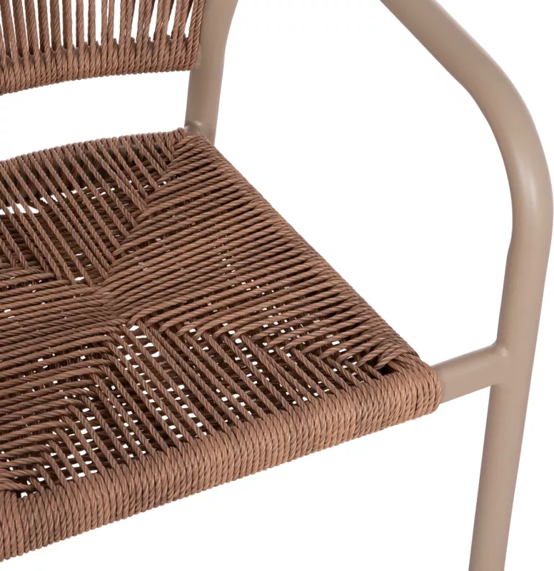 Karrige për ngrënie alumini LUCCI FH6266.02, kornizë mocha & P.E. rattan natyral, 58x56x79 cm