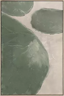 Pikturë dekorative RHEA me kornizë, kanavacë, ngjyrë ulliri-bezhë, 82.6x4.3x122.6cm
