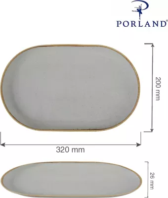 Pjatë servirjeje ovale Porland Seasons Ashen 320x200 mm porcelan, gri e çelët, set 6 copë