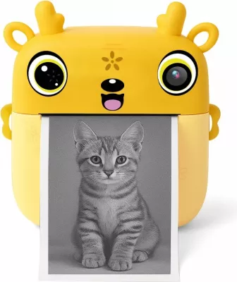 Aparat fotografik për fëmijë me printer termik, Media‑Tech SNAPI MT4108, ekran 2.4", foto deri 8 MP, video 1080p, microSD, USB‑C, bateri 1000 mAh, set me 3 role letre + flomastera e ngjitëse, verdhë