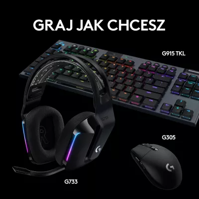 Kufje gaming Logitech G733 LIGHTSPEED 7.1 Wireless RGB, të zeza (981-000864)