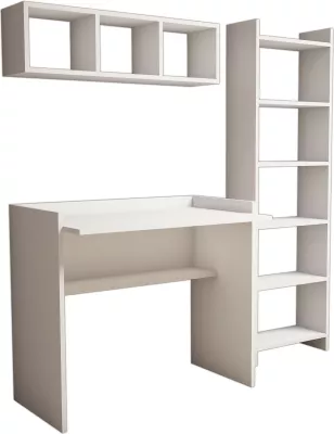 Set tavoline studimi me raft librash, ngjyrë e bardhë, Hanah Home Matilda