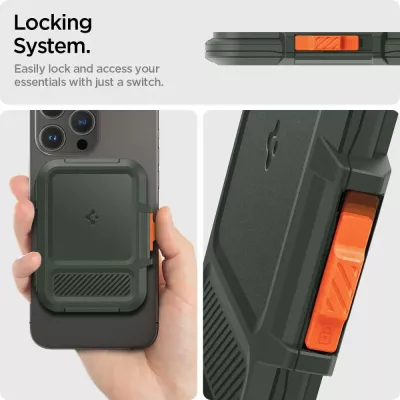 Mbështjellës Spigen Lock Fit MagSafe për karta, i gjelbër