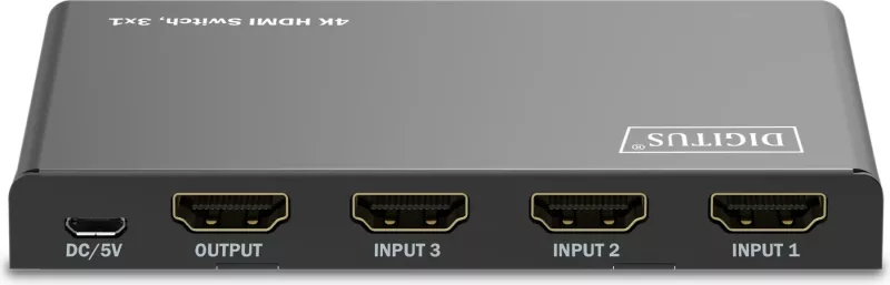 Switch HDMI Digitus 4K, 3x1, HDMI, Micro-USB, Metal, Ngjyrë e zezë