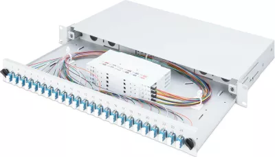 Kuti bashkimi fibrash optike Digitus, LC, OS2, 24 porta, çelik, gri, 1U