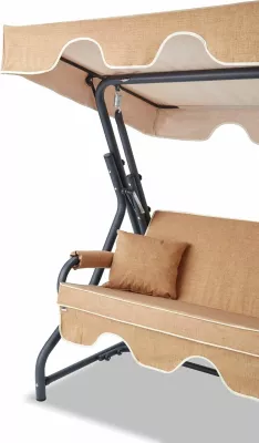 Karrige lëkundëse treshe për kopsht, Hanah Home, Olea, bezhë