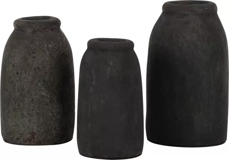 Vazo dekorative 3 copë, FH7711, ngjyrë gri fosile