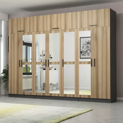 Dollap garderobe Skye Decor, ngjyrë arrë dhe antracit, 315x235x52cm