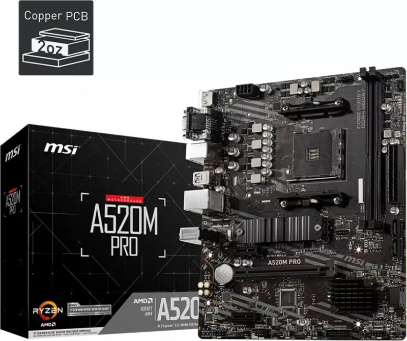 Pllakë amë MSI A520M PRO, Socket AM4, micro ATX