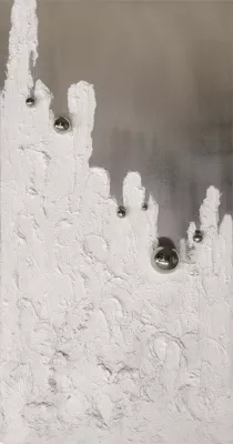 Pikturë dekorative Silver Drops, kanavacë, dru, ngjyrë gri, e bardhë, argjend, 72x142x5cm