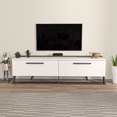 Komodë TV Skye Decor, Astrid, e bardhë dhe e zezë