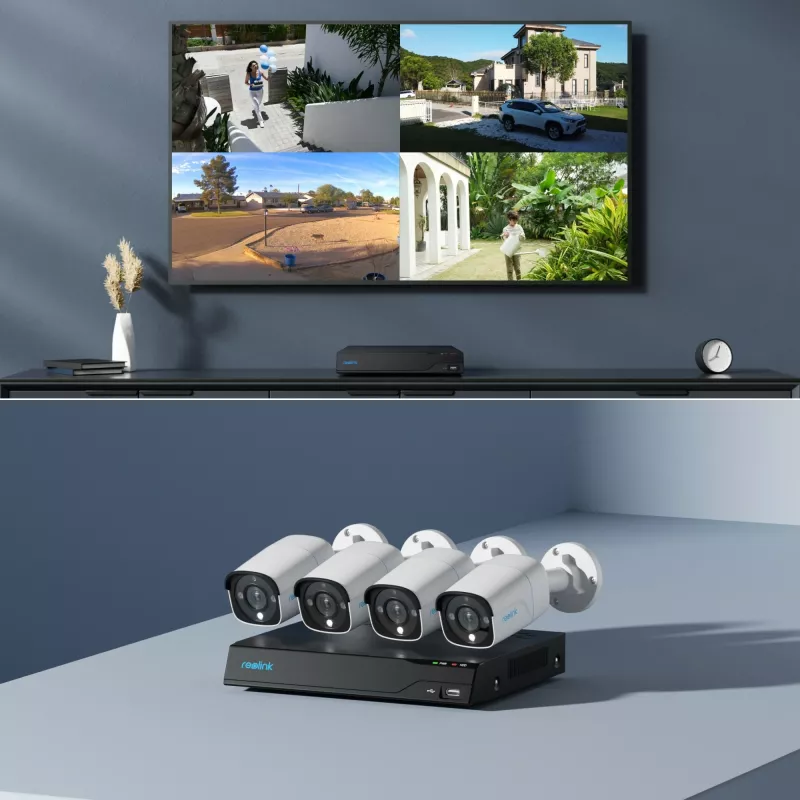 Sistem sigurie Reolink NVS8-8MB4, 4K UHD, 8 kanale, 100 ft natë e qartë, detektim i zgjuar, me kabllo, brenda/jashtë