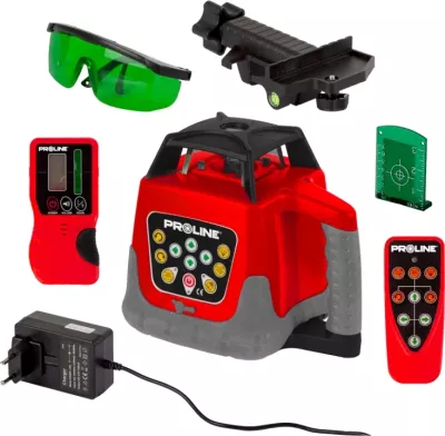 Laser rrotullues PROLINE 15162, rreze e gjelbër deri 500 m, bateri Li-Ion 3500 mAh, set me aksesorë
