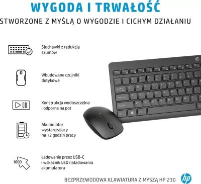 Maus dhe Tastaturë Wireless HP 230, e Zezë