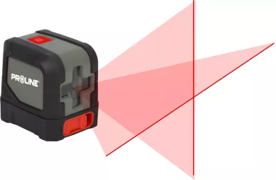 Laser kryq PROLINE 15175, rreze 15 m, vetënivelues, i kuq, set me kapëse dhe çantë