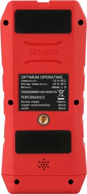 Skaner muri / detektor materiali, UNI-T UT387E, ekran 2.4", zbulim metal/druri/tela me rrymë deri 100 mm, bateri Li-ion me USB, e kuqe-gri