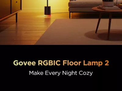 Lampë dyshemeje smart Govee Floor Lamp 2 RGBICWW, E zezë