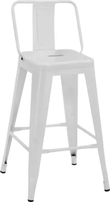 Karrige për bar mesatare Melita me shpinë, e bardhë matte, FH8574.31, 42x42x89.5 cm