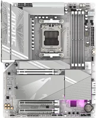 Pllakë amë GIGABYTE X870 AORUS ELITE WIFI7 ICE, AM5, ATX, DDR5, WiFi 7, 2.5GbE, USB4, e bardhë