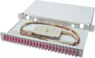 Kasë rrjeti Digitus LWL Spleißbox 1HE, 24x SC DX OM4, gri