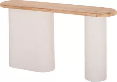 Konsol Santorini, sipërfaqe druri bredhi natyral, bazë MDF off-white, 150x35x82cm