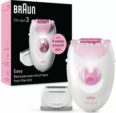 Epilator Braun Silk-épil 3 3-031, 20 pinceta, dritë, trimmer, rozë/bardhë
