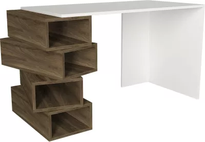 Tavolinë studimi Hanah Home, Jenga, e bardhë dhe arrë
