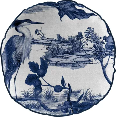 Jastëk dekorativ Lake, pambuk, 45x45cm, bardhë-blu