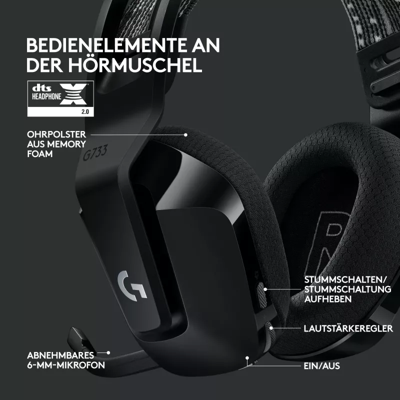 Kufje gaming Logitech G G733 LIGHTSPEED, wireless, RGB, e zezë
