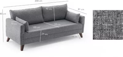 Divan treshe Atelier del Sofa, Bella, ngjyrë gri
