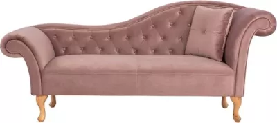 Shezlong dusty pink kadife FH3008.05 krah i djathtë 187x61x82cm