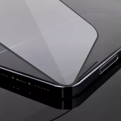 Xham i temperuar Wozinsky Full Glue për iPhone 15, 2 copë, me kornizë të zezë