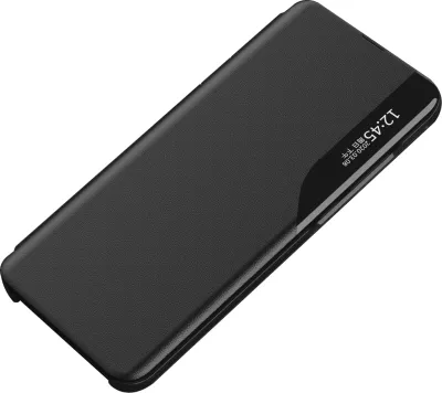 Mbështjellës Hurtel Eco Leather View Case për Samsung Galaxy A54 5G, me kapak dhe qëndrim, e zezë
