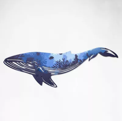Aksesor dekorativ metalik për mur, balenë Reef, Wallity, APT651, shumëngjyrësh, 31x94cm
