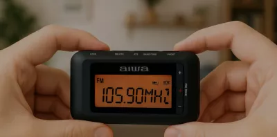 Radio xhepi Aiwa RD-10 AM/FM me RDS, ekran LED, me kufje dhe bateri AAA, e zezë