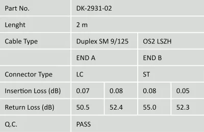 Kabëll optik Digitus patch cord singlemode OS2, LC në ST, 2m, verdhë