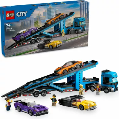 Set ndërtimi LEGO City 60408 Autotransporter me makina sportive, shumëngjyrëshe