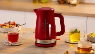 Çajnik Bosch TWK4M224, 1.7 L, 2400 W, Inoks, Kuqe